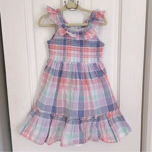 EUC Crewcuts Pink and Blue Ruffled Tiered Sundress